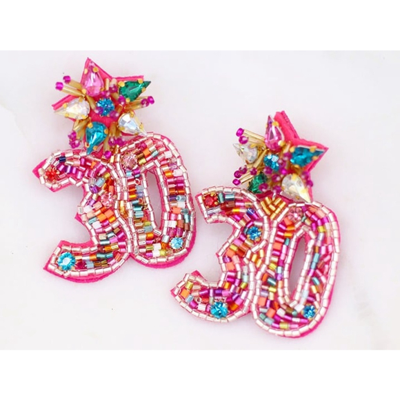 30th birthday seed bead sparkle earrings - Picture 3 of 3